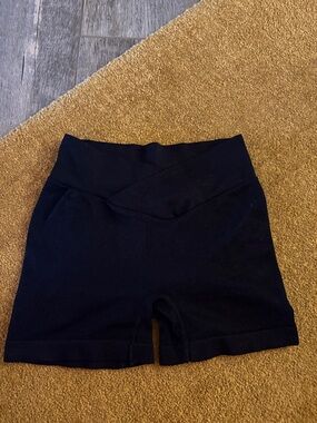 High-Rise Black Ribbed Women’s Shorts